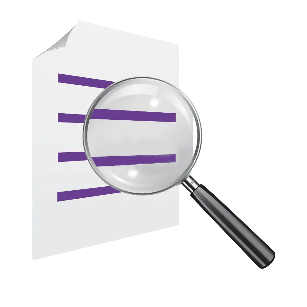 Magnifying glass over document