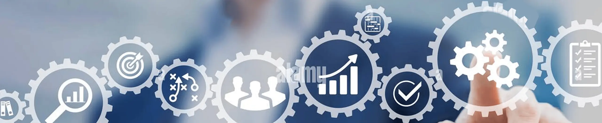Row of digital business icons