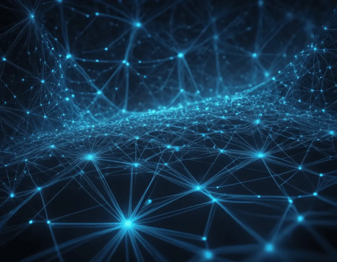 Blue digital network connections on dark background