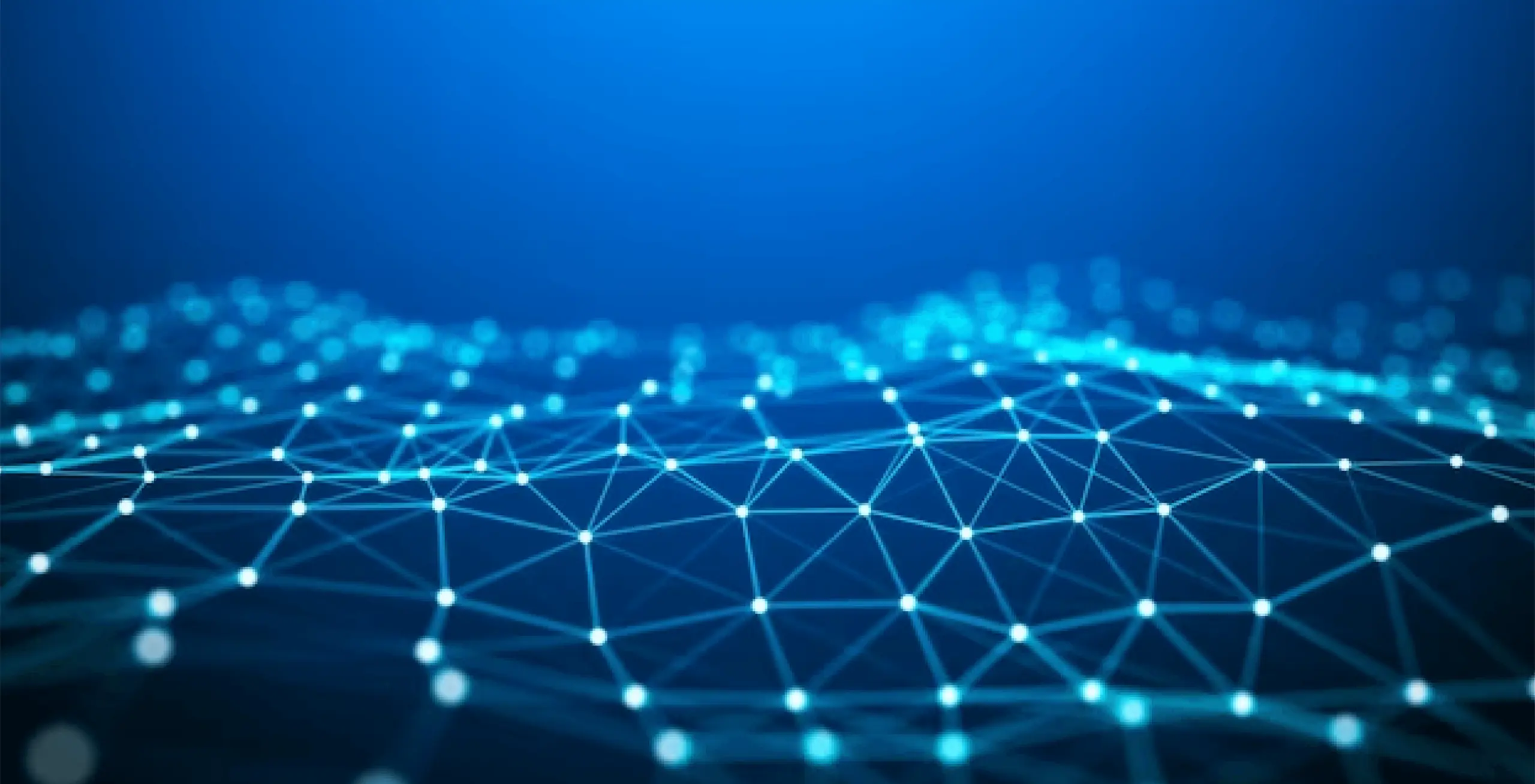 Glowing blue network mesh with connected nodes