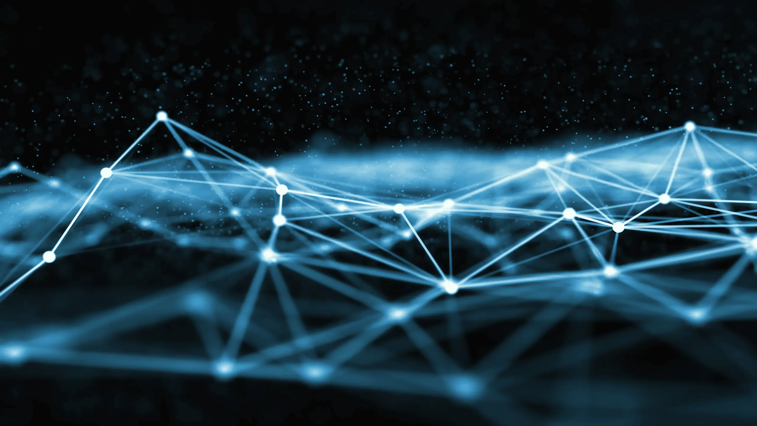 Blue wireframe network visualization