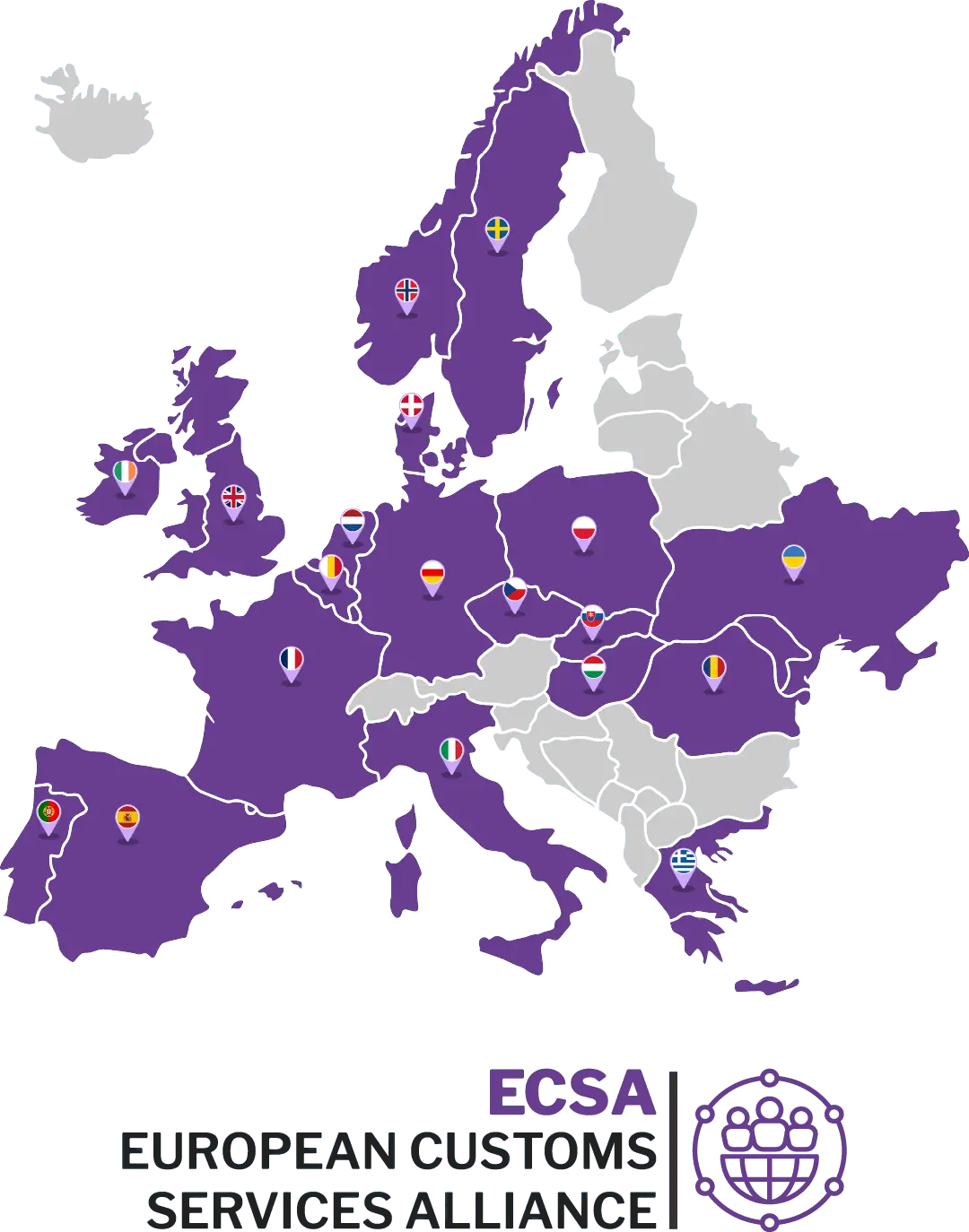 Europe map with ECSA logo
